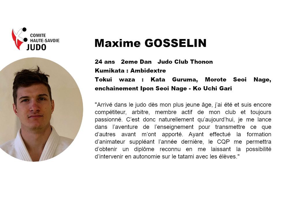 Image de l'actu 'Présentations des candidats au CQP. Maxime GOSSELIN'