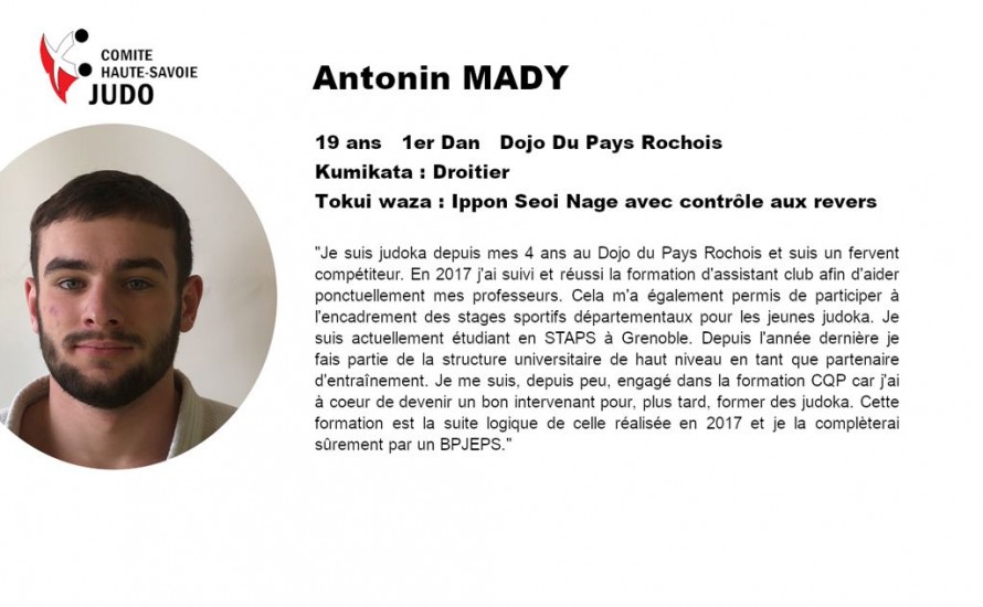 Présentations des candidats au CQP. Antonin MADY